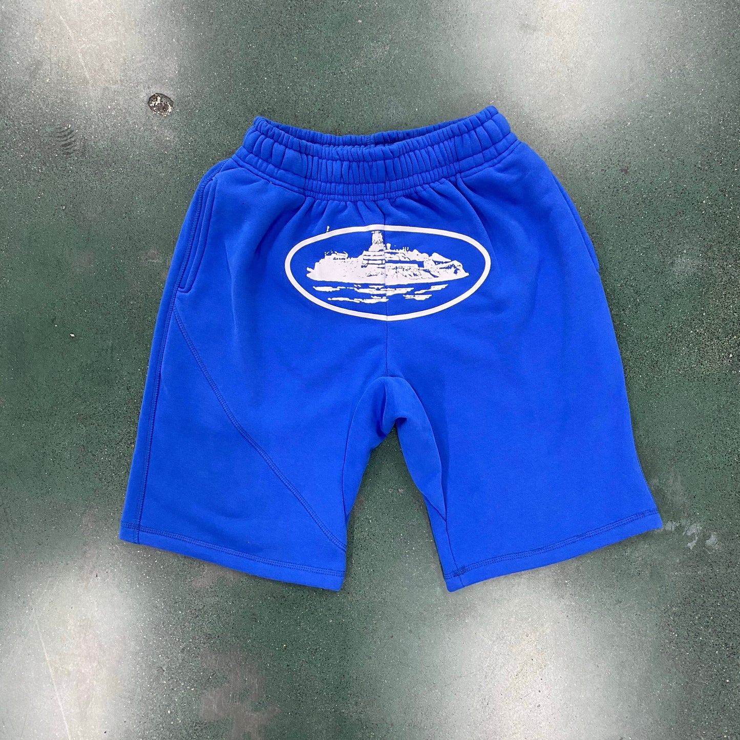 "alcatraz" shorts blue