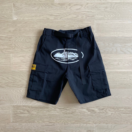 "alcatraz" cargo shorts black